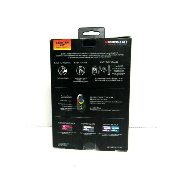 Monster Illuminessence LED Strip Light Kit w/ Remote Control Starter Kit 6.5ft - Picture 2 of 4